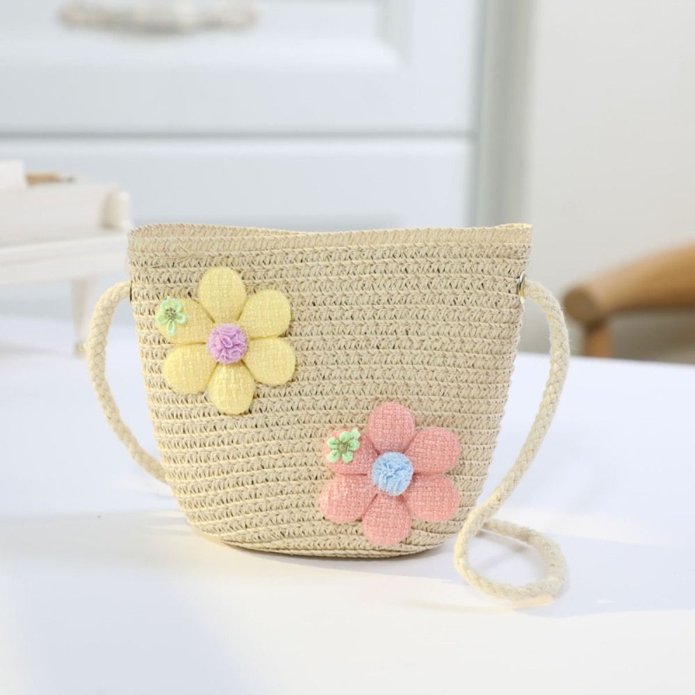 Woven Straw Bag - Leuke handgemaakte geweven meisjesbloem strozak portemonnee