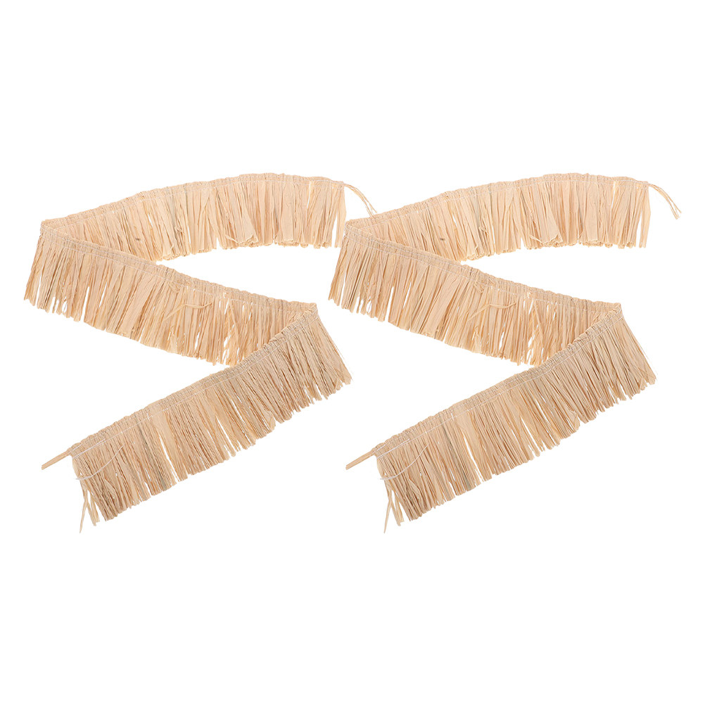 Woven Straw Bag - 2 Stuks Raffia Fringe Trim Geweven