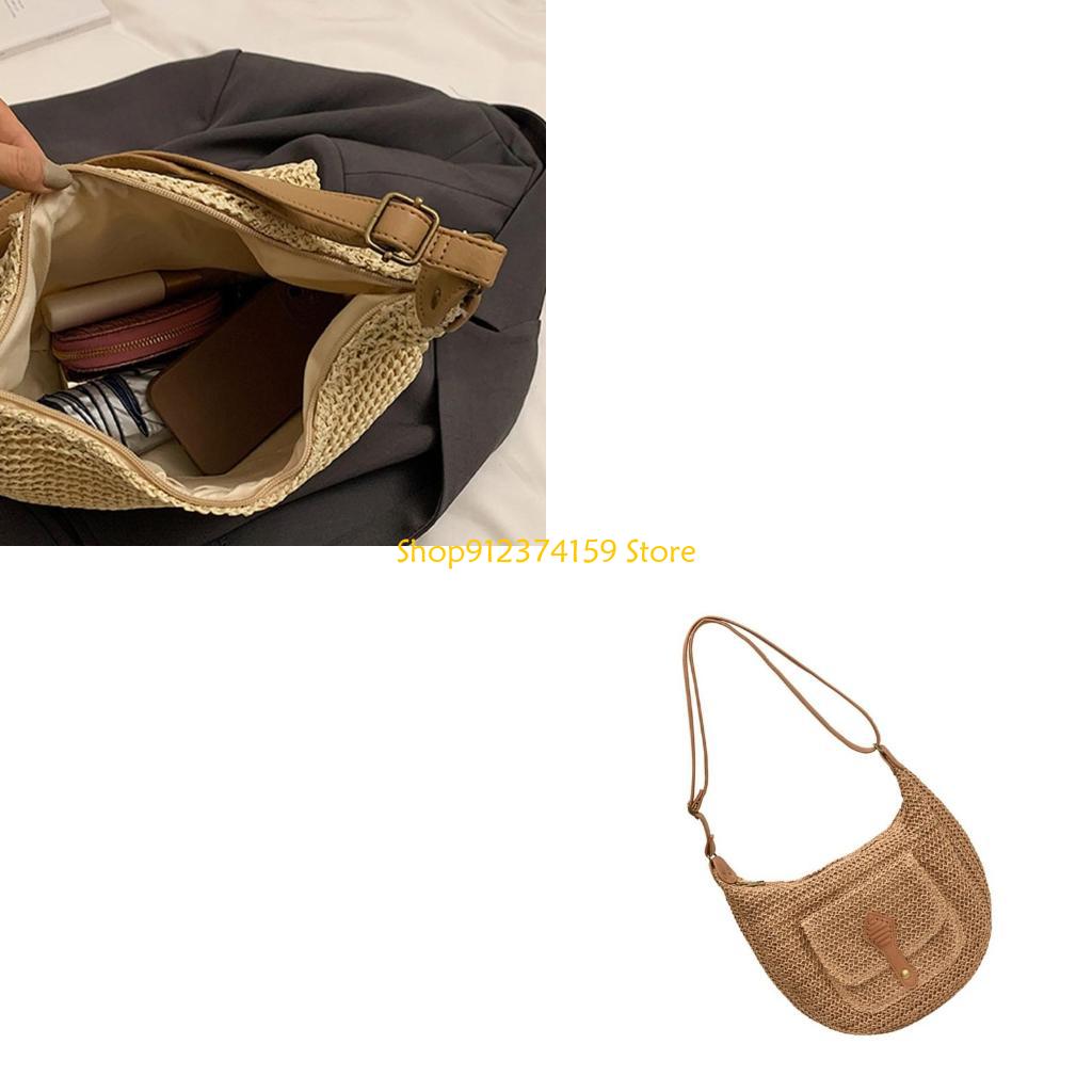 Woven Straw Bag - G5AE Strandtas voor dames, eenvoudige crossbodytas,