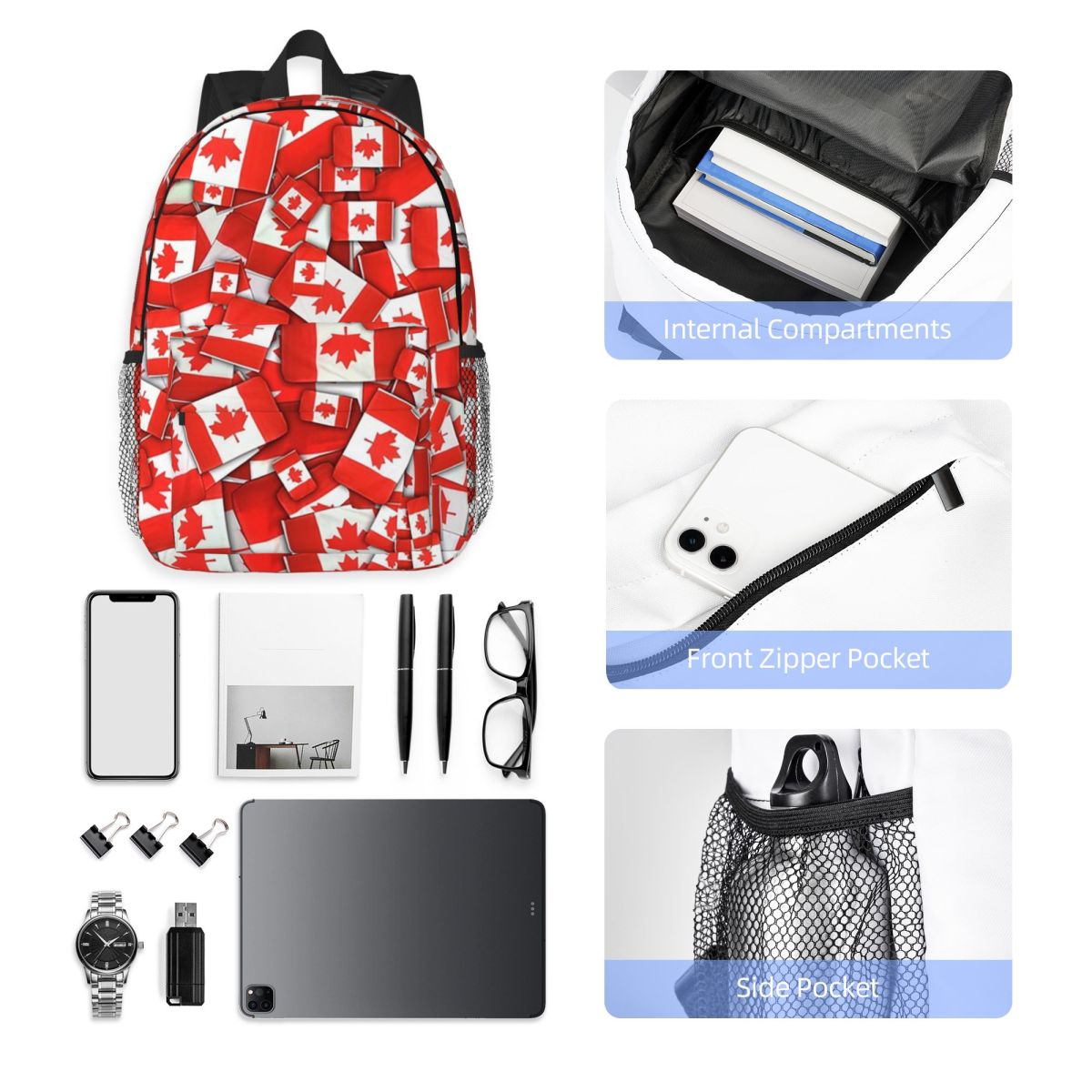 Women Bags Canada Sale - Rugzak met Canadese vlagpatroon Hot Sale