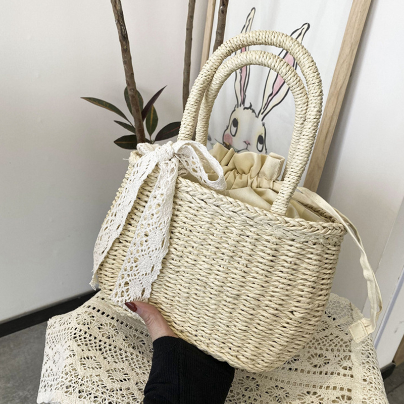 Women'S Bags Holiday - Vrouwen Stro Geweven Trekkoord Handtas Meisjes