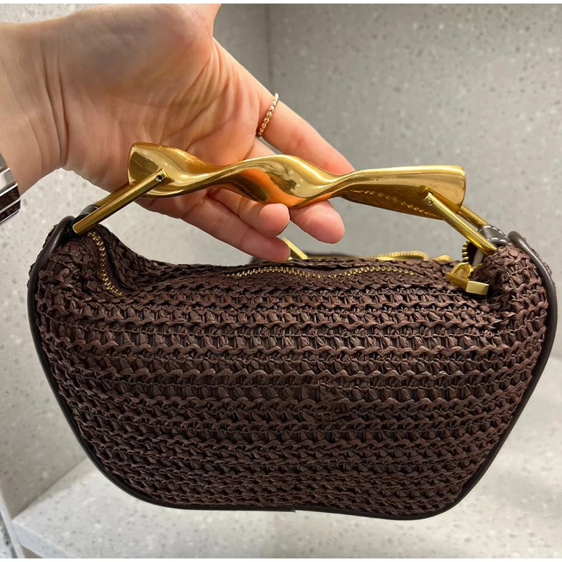 Women Bags High End Brands - Gouden handvat merk handgeweven handtas Prachtige