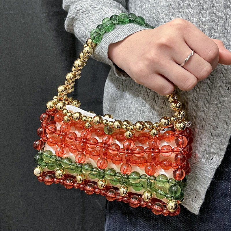 Women Bags High End Brands - Modieuze retro handgeweven veelkleurige kralen damesavondtas