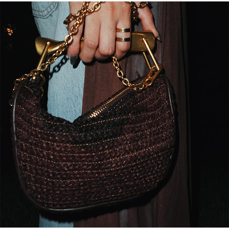 Gouden handvat merk handgeweve - Women Bags High End Brands recensie en prijs