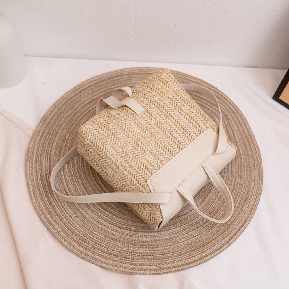 Mode PU lederen rugzak van str - Woven Straw Bag recensie en prijs