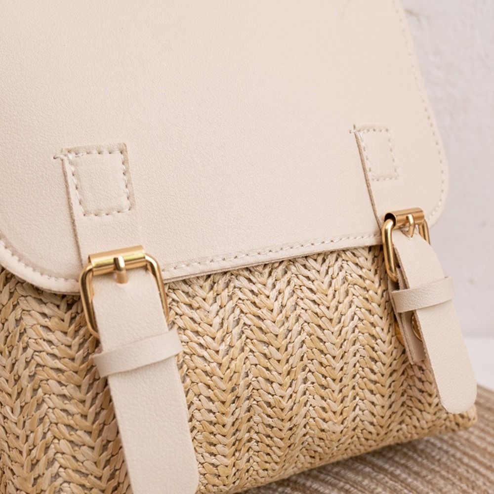 Mode PU lederen rugzak van str - Woven Straw Bag recensie en prijs